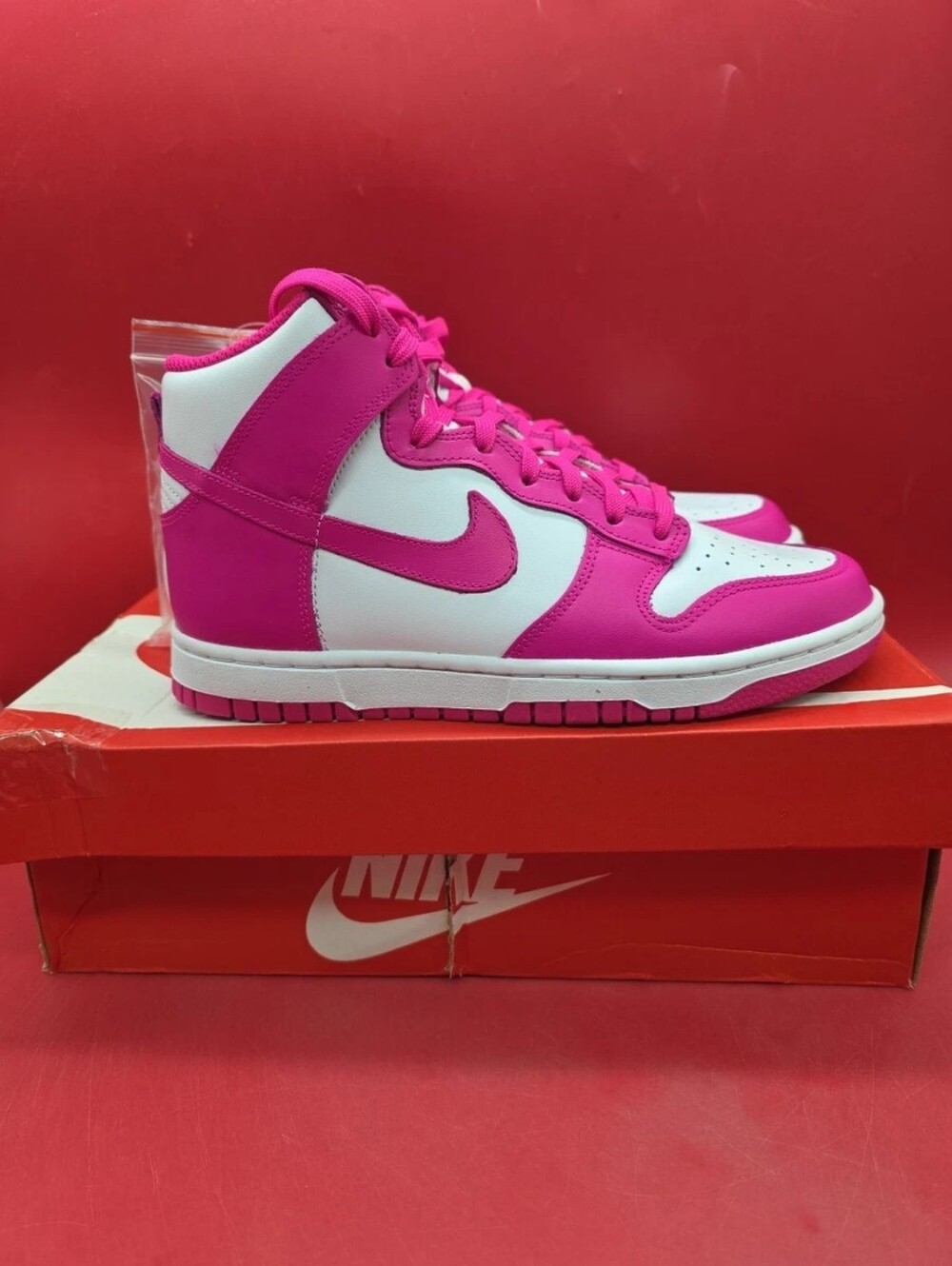 Nike Women's Dunk High Pink/White Sneakers Size 8